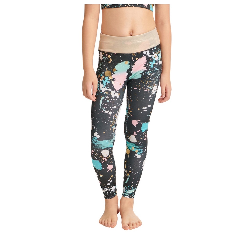 110. Justice Girls Splatter Full Length Dance Leggings